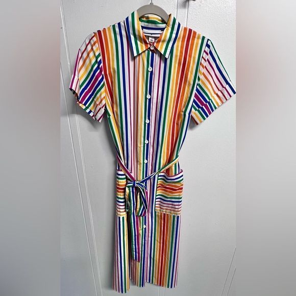 Christopher John Rogers For Target Striped Short Sleeve Shirt Dress SZ 2… - Picture 3 of 6